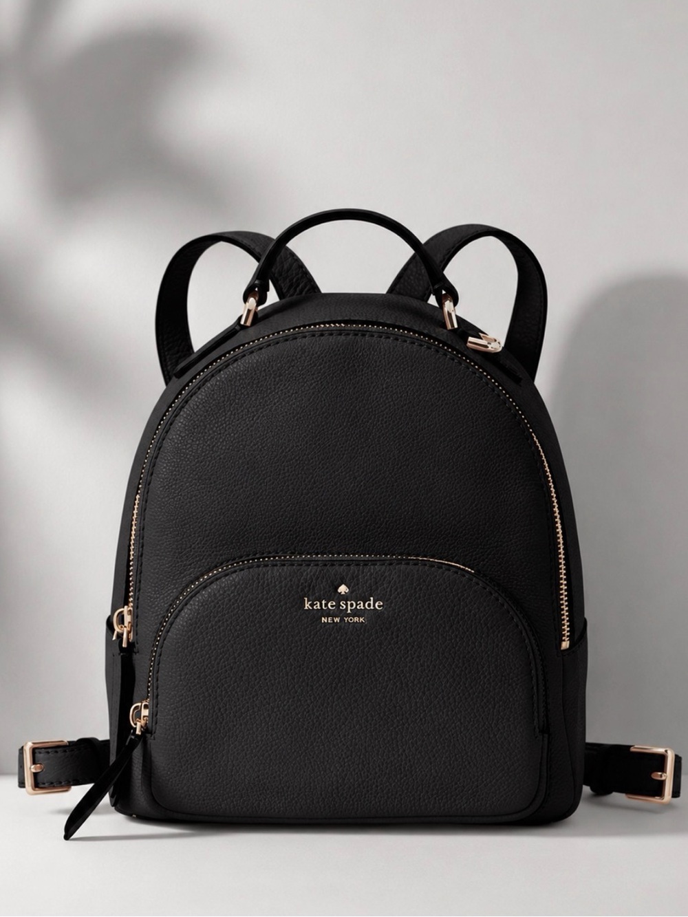 KATE SPADE Jackson Medium Black Pebbled Leather Backpack Purse